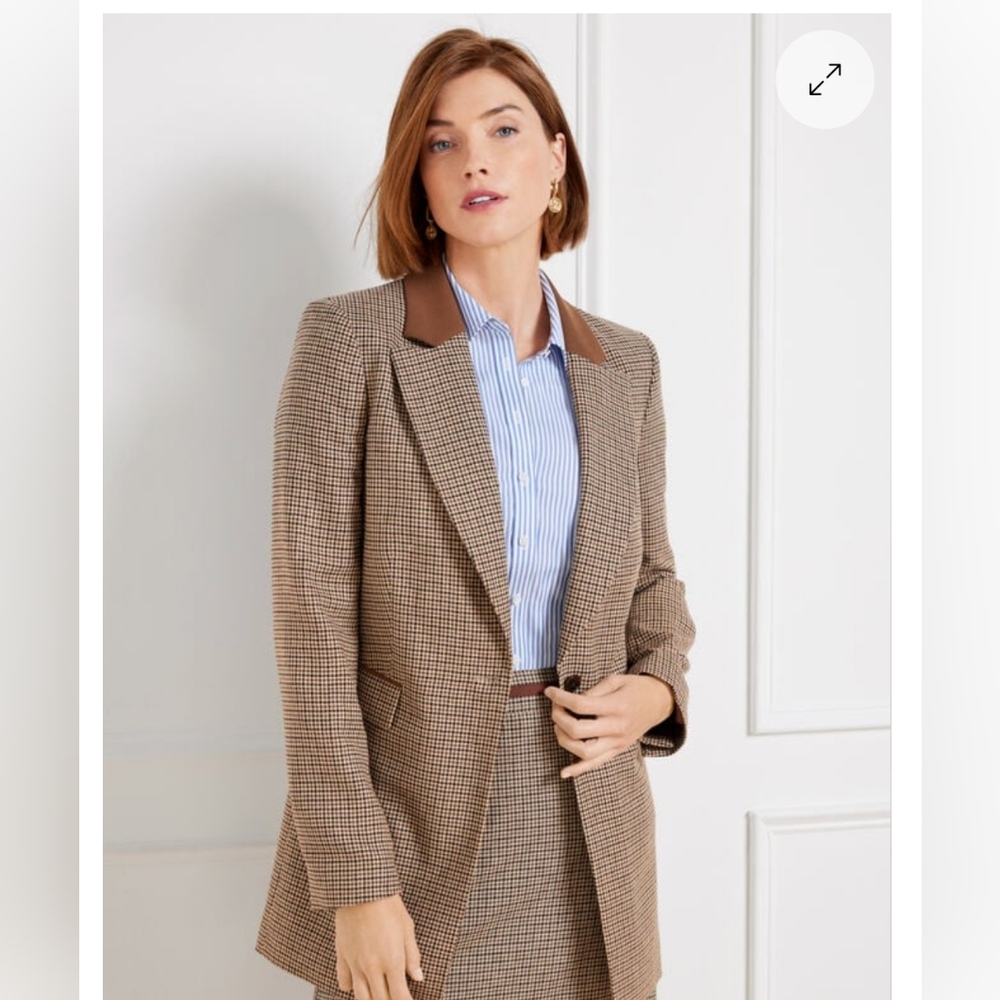 New Talbots Autumn Check Skirt Blazer Suit Set